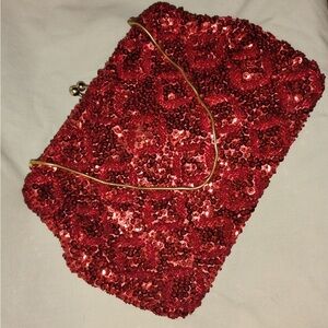 Red Sequin Clutch Bag